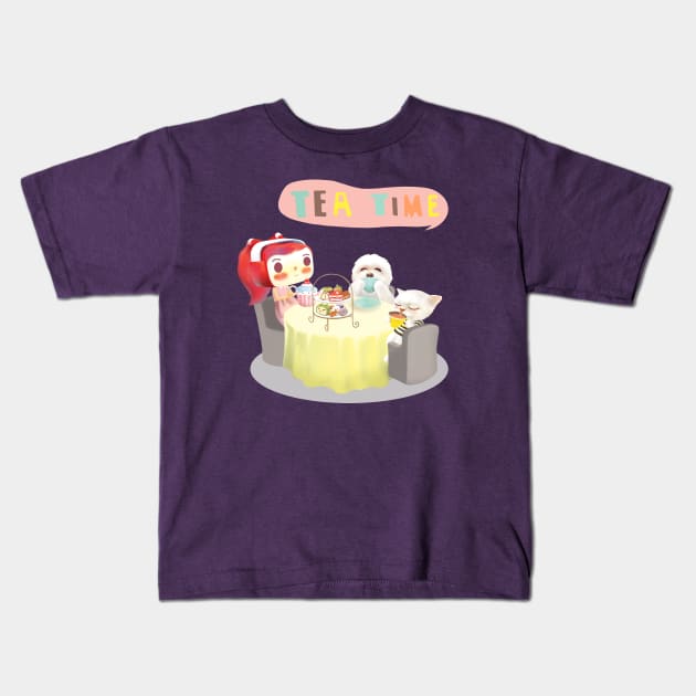 Tea Time Kids T-Shirt by zkozkohi